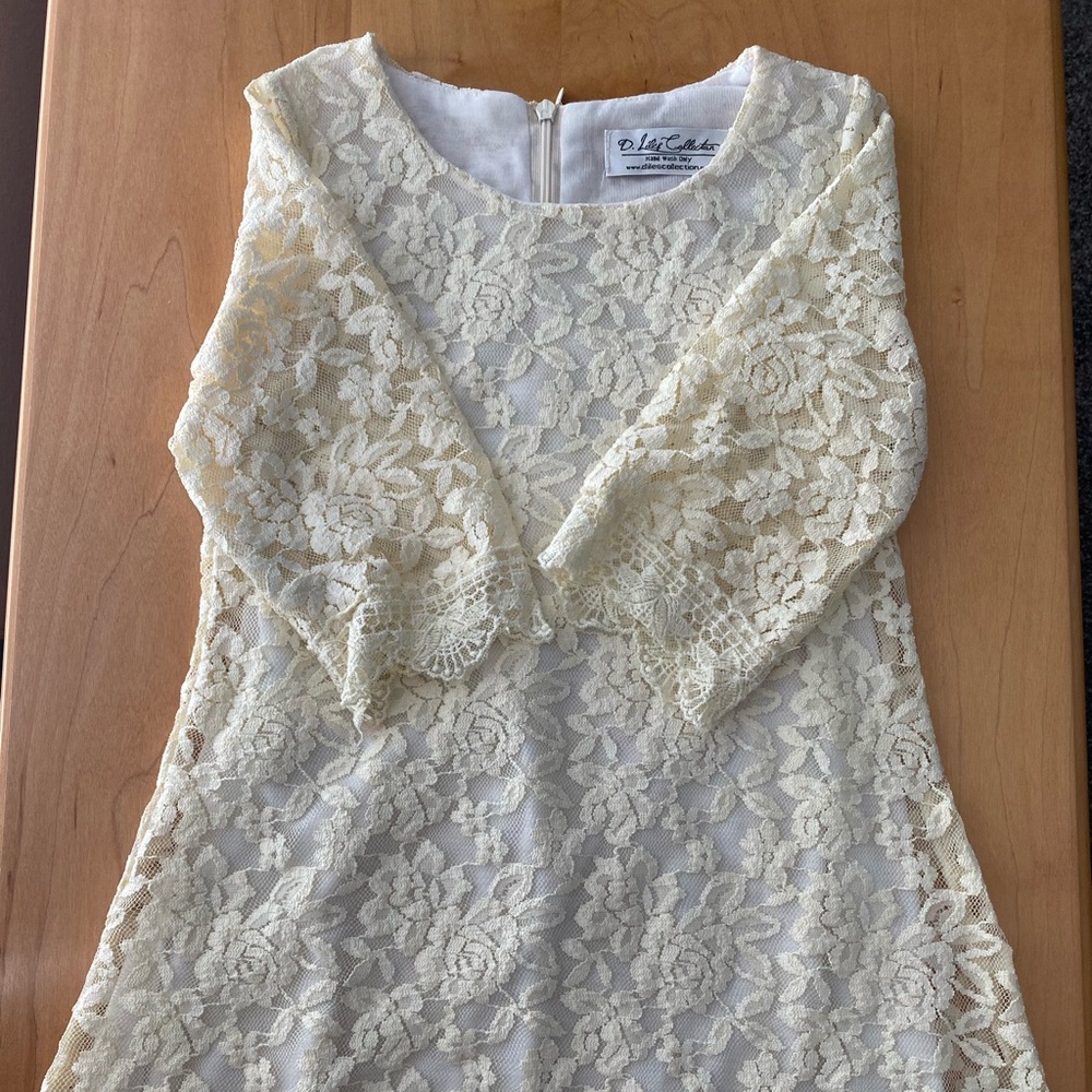 Cream lace flower girl dress